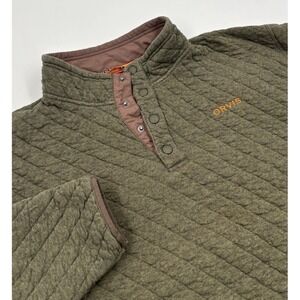 Orvis Men's XXL Green Active Fit Quilted Snap Pullover Sweatshirt